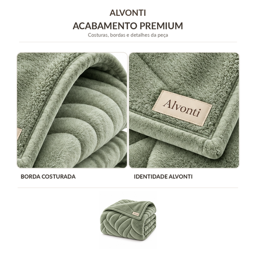 Cobertor Vorzelli Premium Verde-Sálvia – Maciez e Elegância